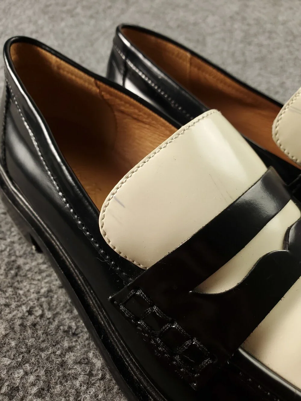 Madewell The Vernon Penny Loafers 8 Two Tone Slip On Patent Leather Apron Black - Picture 13 of 16